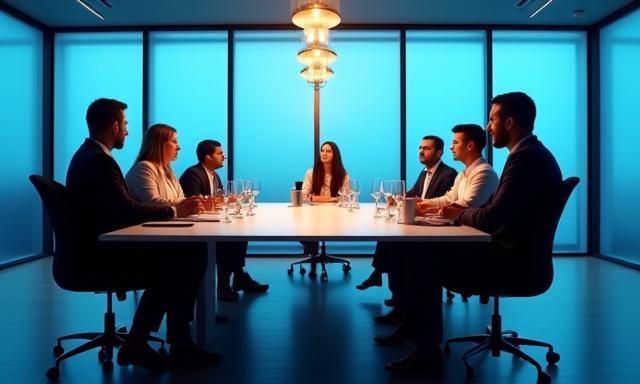 Personas en reunión de negocios exitosa para artículo de negocios